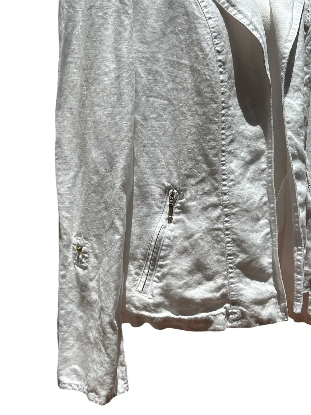 Chico's Linen Blazer Jacket White Epaulets